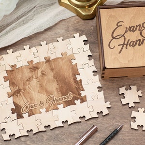 Wedding Guest Book Wooden Jigsaw Puzzle, Wedding Puzzle , Wedding Guest Book Alternative Custom Puzzle, Unique Guest Book Wedding Gift