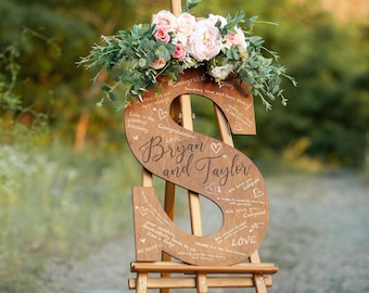 Personalized Wooden Guest Book Sign, Alternative Guest Book Letter for Wedding, Initial Guestbook Wedding Sign Home Decor