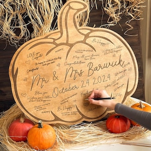 Libro degli ospiti di zucca, decorazione alternativa per matrimonio autunnale, libro degli ospiti di matrimonio di Halloween, libro degli ospiti in legno per decorazioni di matrimonio autunnali