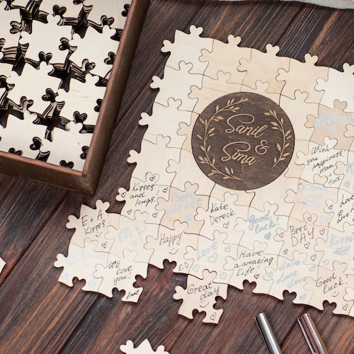 Alternative Guest Book Puzzle Wooden Guest Book Wedding Guest Etsy