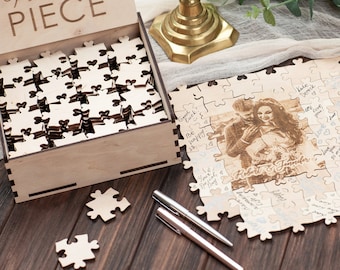 Alternative Wedding Puzzle Guest Book Wooden Guest Book Guest Wedding Guest Book Puzzle Engraved With Your Photo Guest Book Book Puzzle Sign