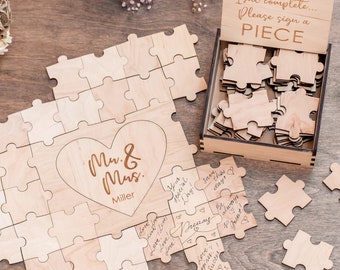 Wedding Sign Jigsaw Puzzle Guest Book, Alternative Wedding Guest Book, Wood Guestbook Valentine Puzzle Anniversary Gift, Puzzle Couple Gift