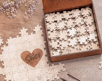 Heart Puzzle Guest Book Personalized Wedding Guest Book Alternative, Jigsaw Puzzle Custom Wedding Guest Book Puzzle Wooden Wedding Puzzle