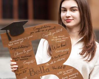 Graduation Sign Class of 2026, Graduation Guest Book Alternative, Personalized Wooden Sign, Graduation Party Sign Letter Guestbook