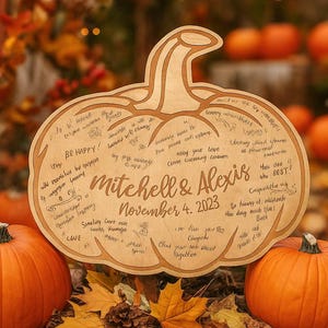 Pumpkin Wedding Guest Book Alternative, Wooden Guest Book Fall Wedding, Personalized Wedding Sign Pumpkin Autumn Wedding Decor, Pumpkin Sign