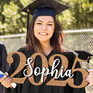 Personalized Graduation Name Sign Graduation Gifts 2025, Custom Decorations Graduation Class of 2025, College Grad Party Decor Wooden Sign