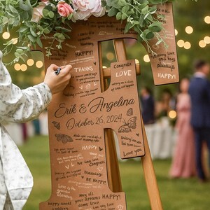 Custom Engraved Butterfly Wedding Guest Book Letter, Wooden Sign, Alternative Wedding Guest Book