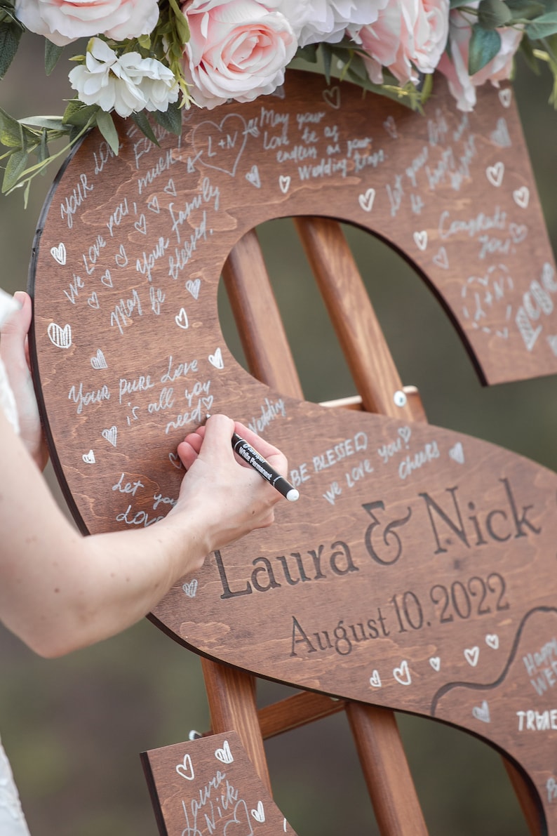 Wooden Name Sign Custom Letter a Guest Book Wedding Guest Book Alternative Guest Book Alternative Wedding Letter Guest Book Alternative image 7