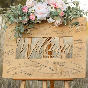 Alternative Wedding Guest Book, Custom Wooden Wedding Guest Book Last Name Sign, Personalized Rustic Family Name Board, Wedding Guestbook