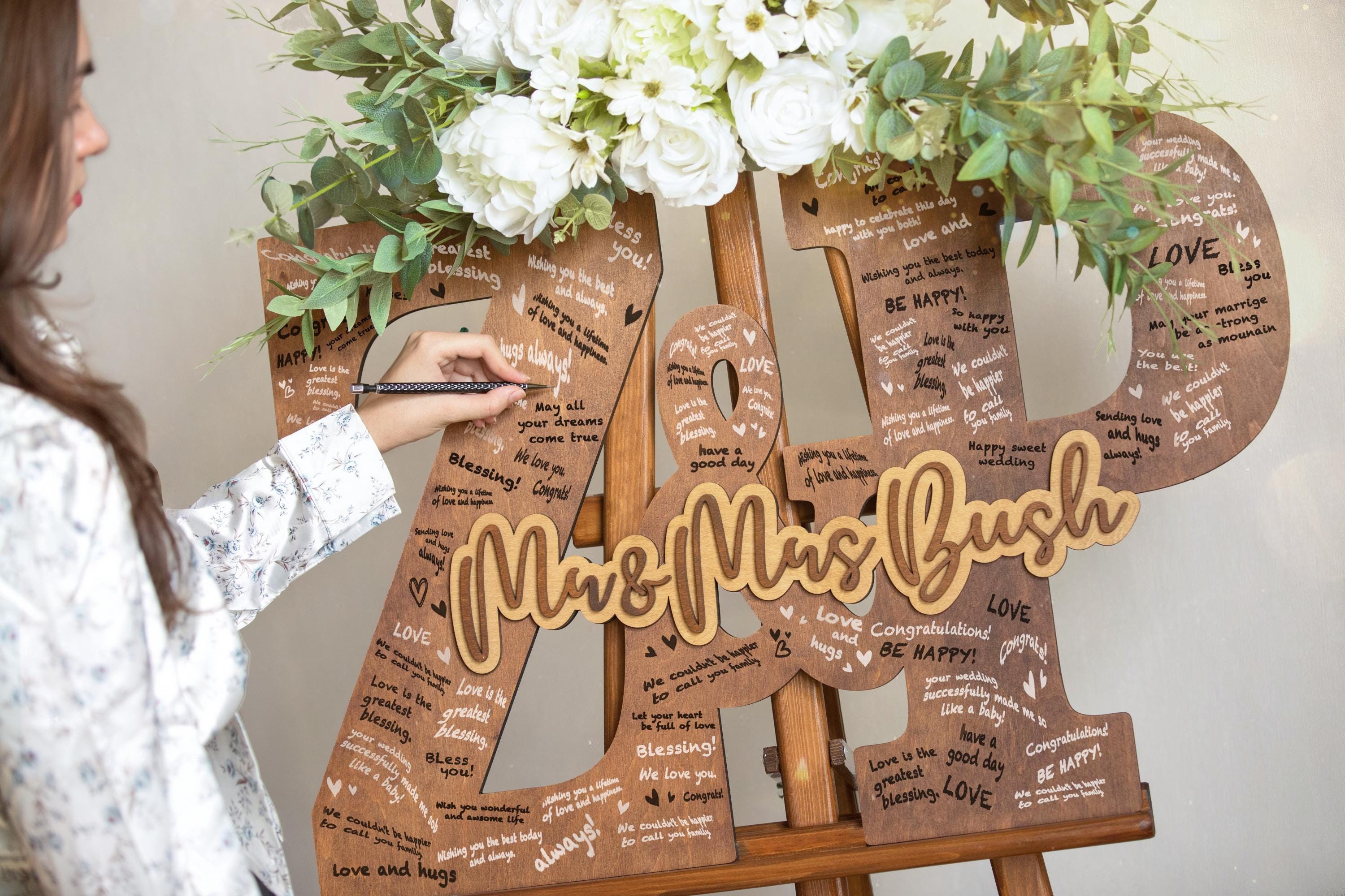 Wedding Letters Guest Book, Personalized Wedding Guest Book, Custom Letters Guestbook Alternative Mr and Mrs Gift, Couple Names Guest Book