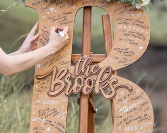 Wedding Guest Book Letter Alternative, Wooden Guest Book Sign Wedding Decor, Wedding Sign, Personalized Wedding Guest Book, Custom Last Name