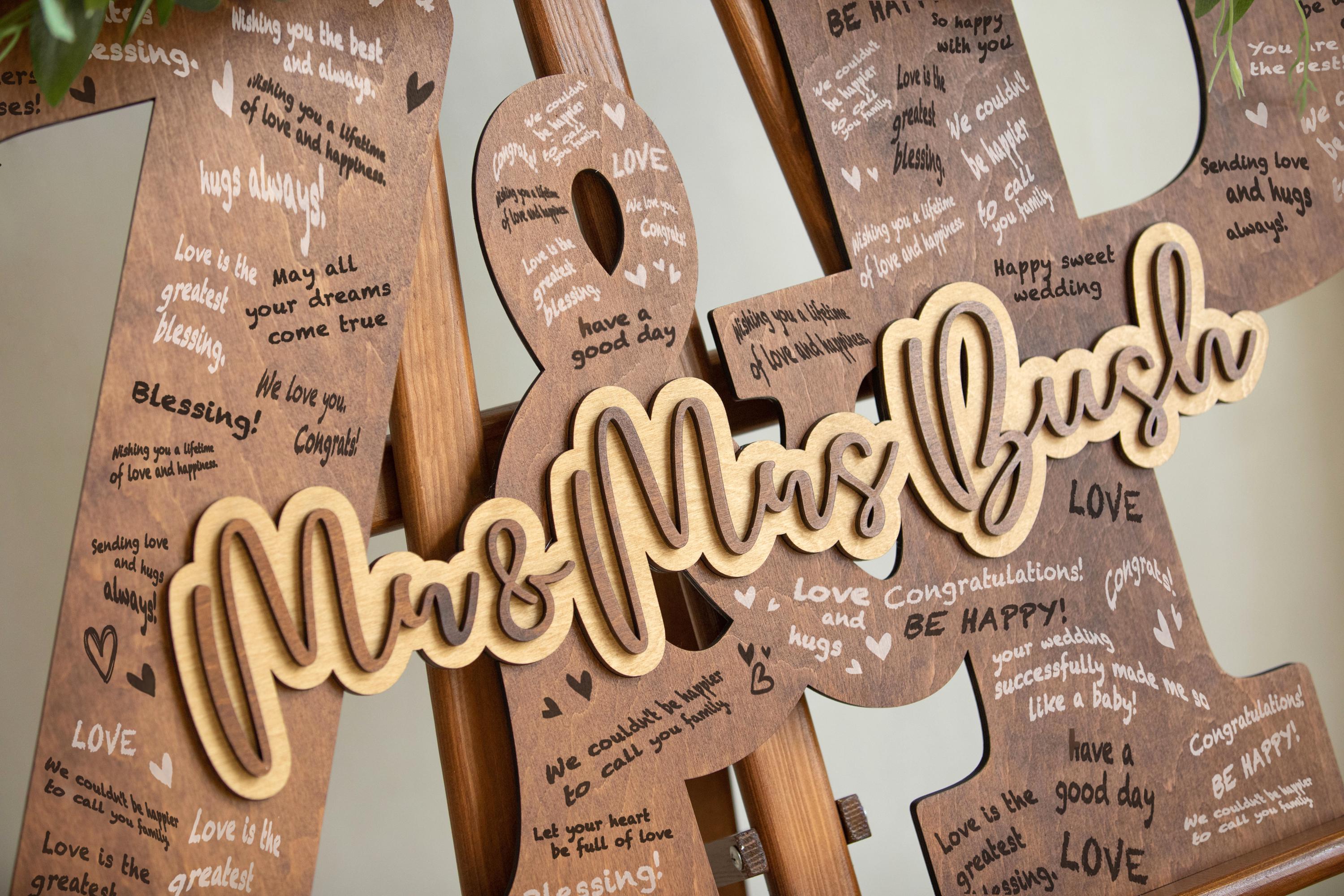 Wedding Letters Guest Book, Personalized Wedding Guest Book, Custom Letters Guestbook Alternative Mr and Mrs Gift, Couple Names Guest Book