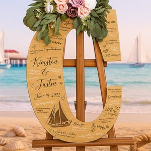 Nautical Wedding Sign Wooden Letter, Cruise Wedding Guest Book Alternative, Beach Wedding Guestbook, Coastal Wedding Gift