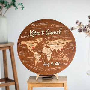 Guest Book World Map, Wedding Guest Book Sign, Wooden Guest Book World Map Decor, Alternative Guest Book, Adventure Awaits Sign Wedding image 5