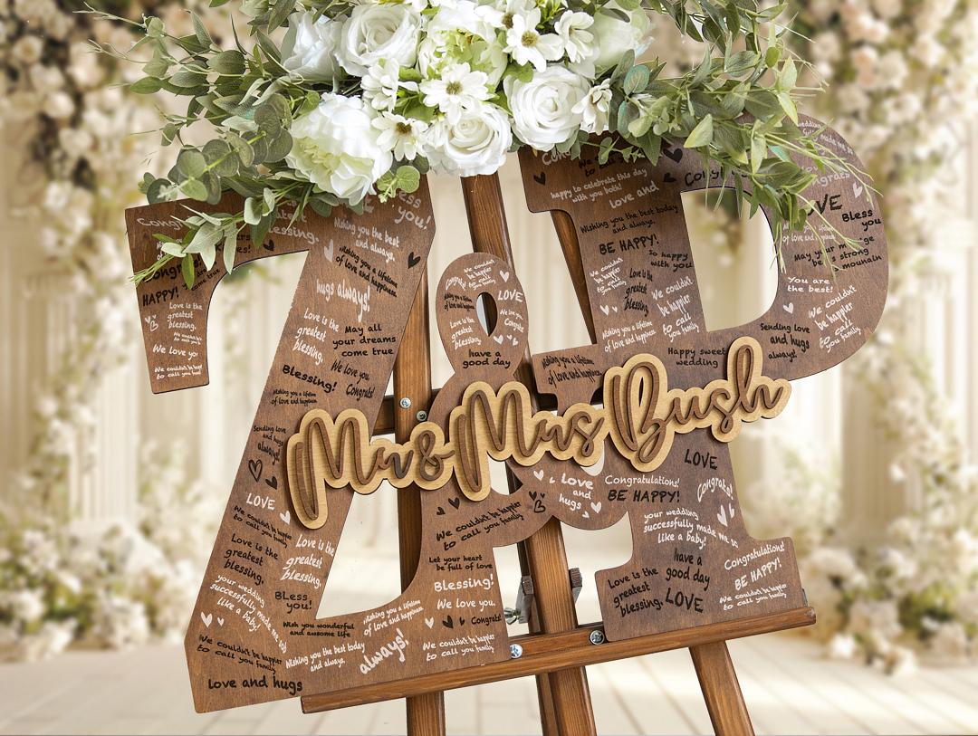 Wedding Letters Guest Book, Personalized Wedding Guest Book, Custom Letters Guestbook Alternative Mr and Mrs Gift, Couple Names Guest Book