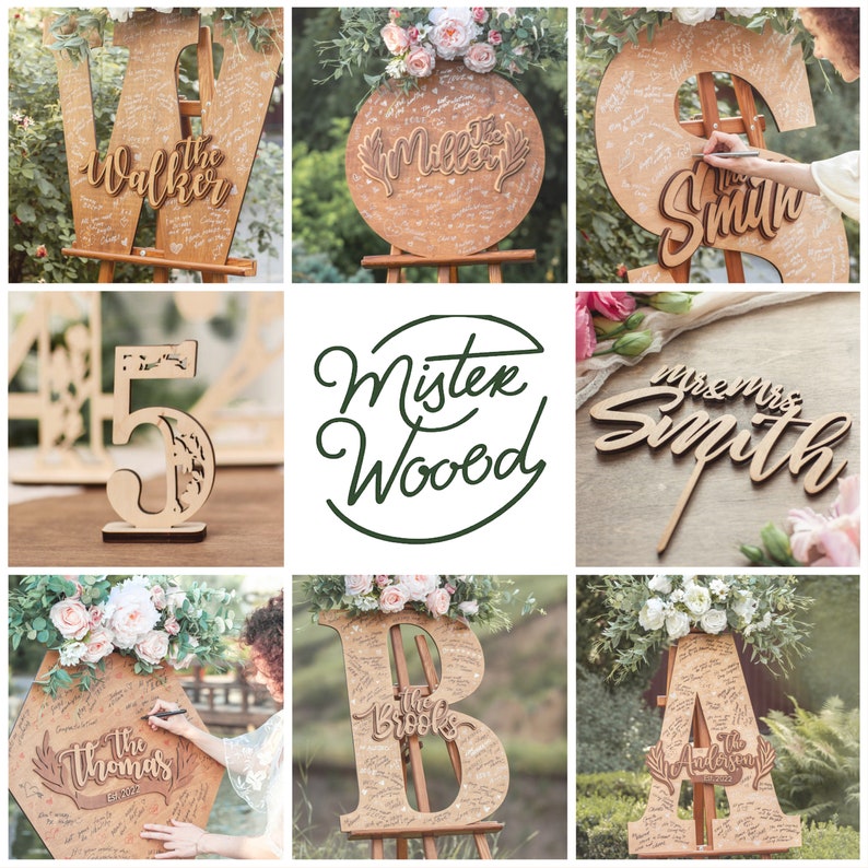 Wedding Name Sign, Beautiful Letter Sign, Wedding Guest Book Alternative, Wooden Name Sign, Guestbook Sign, Wedding Gift image 10