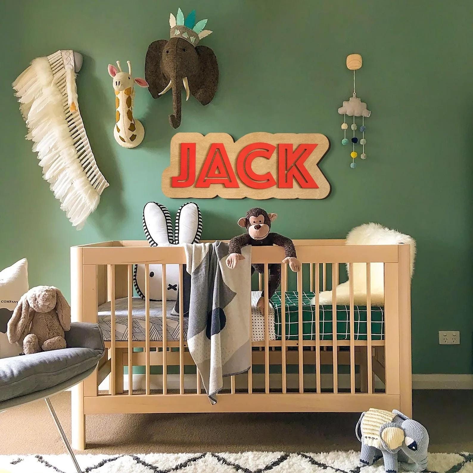 Custom Wood Baby Name Sign, Perfect Rustic Nursery Decor for Baby’s Room, Large Name Sign, Personalized Newborn Name Sign Kids Wall Decor