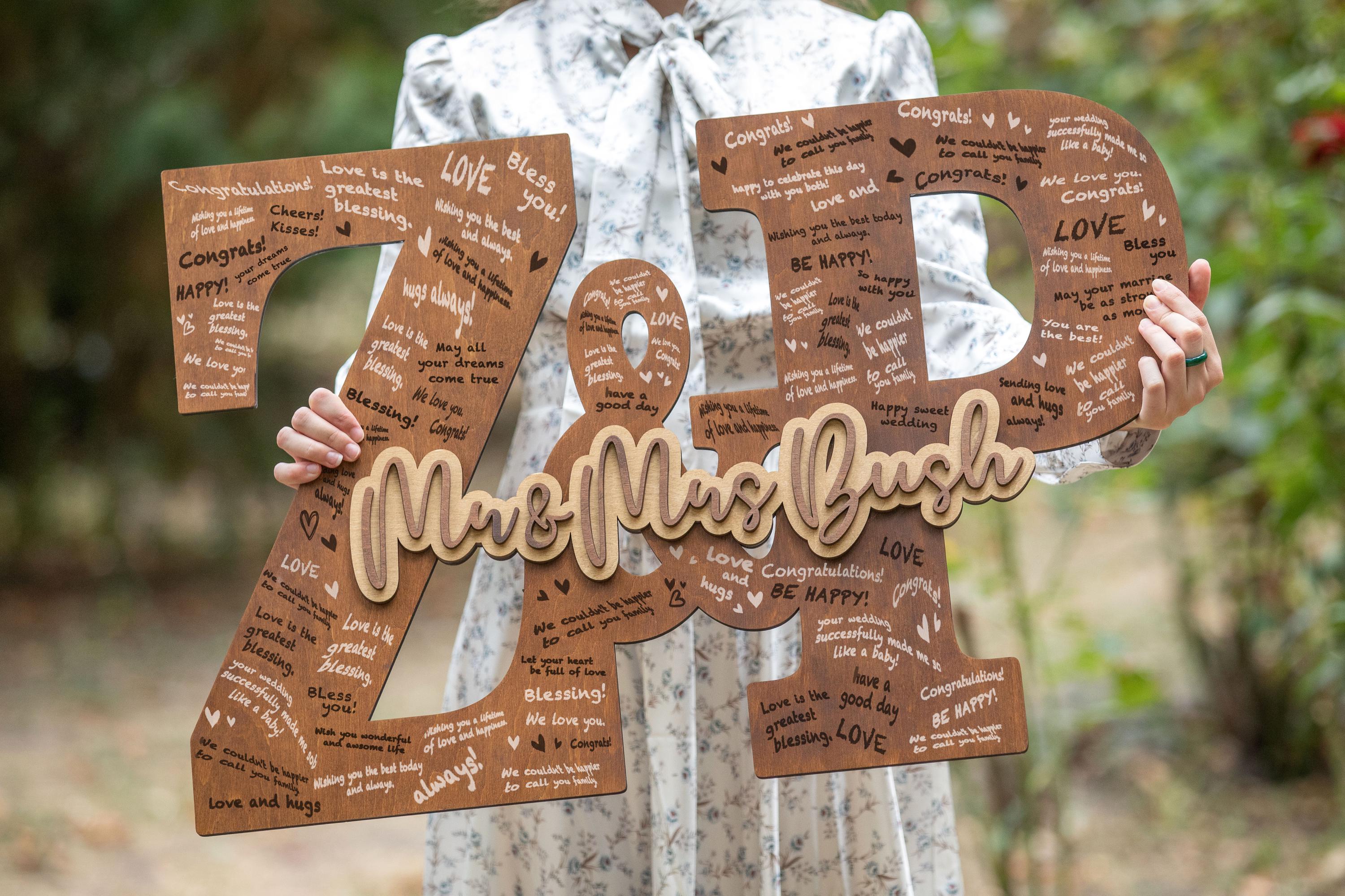 Wedding Letters Guest Book, Personalized Wedding Guest Book, Custom Letters Guestbook Alternative Mr and Mrs Gift, Couple Names Guest Book