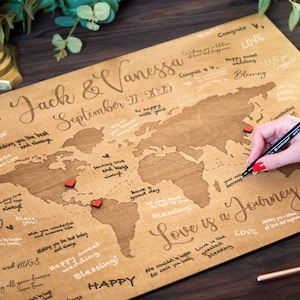 Alternative Wedding Wood World Map, Wedding Guest Book Adventure Awaits, Destination Wedding Adventure Sign, Map Guest Book Wedding Decor