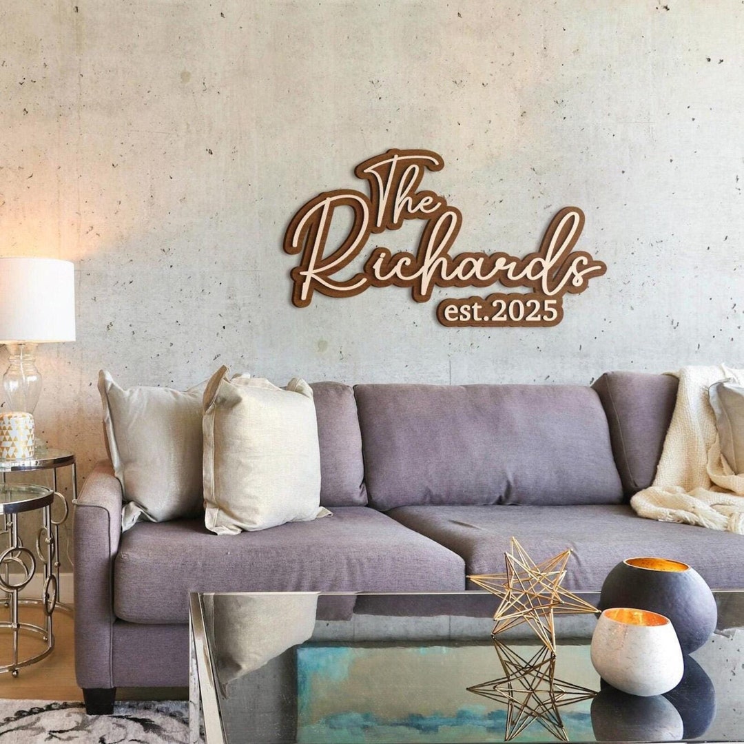 Personalized Family Name Wooden Sign, Farmhouse Decor for Living Room ...