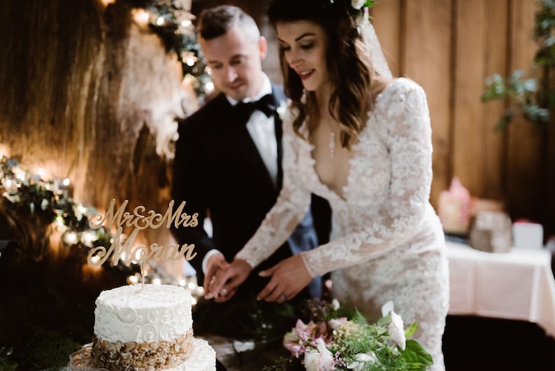 Silver Cake Topper Wedding, Custom Cake Topper, Mr & Mrs Cake Topper, Personalized Cake Topper, Rustic Cake Topper, Wood Wedding Cake Topper image 8