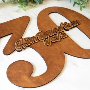 Verjaardag gastenboekbord, houten nummer gastenboek Happy Birthday gepersonaliseerd bord, bord 18e, 20e, 30e verjaardag afbeelding 9