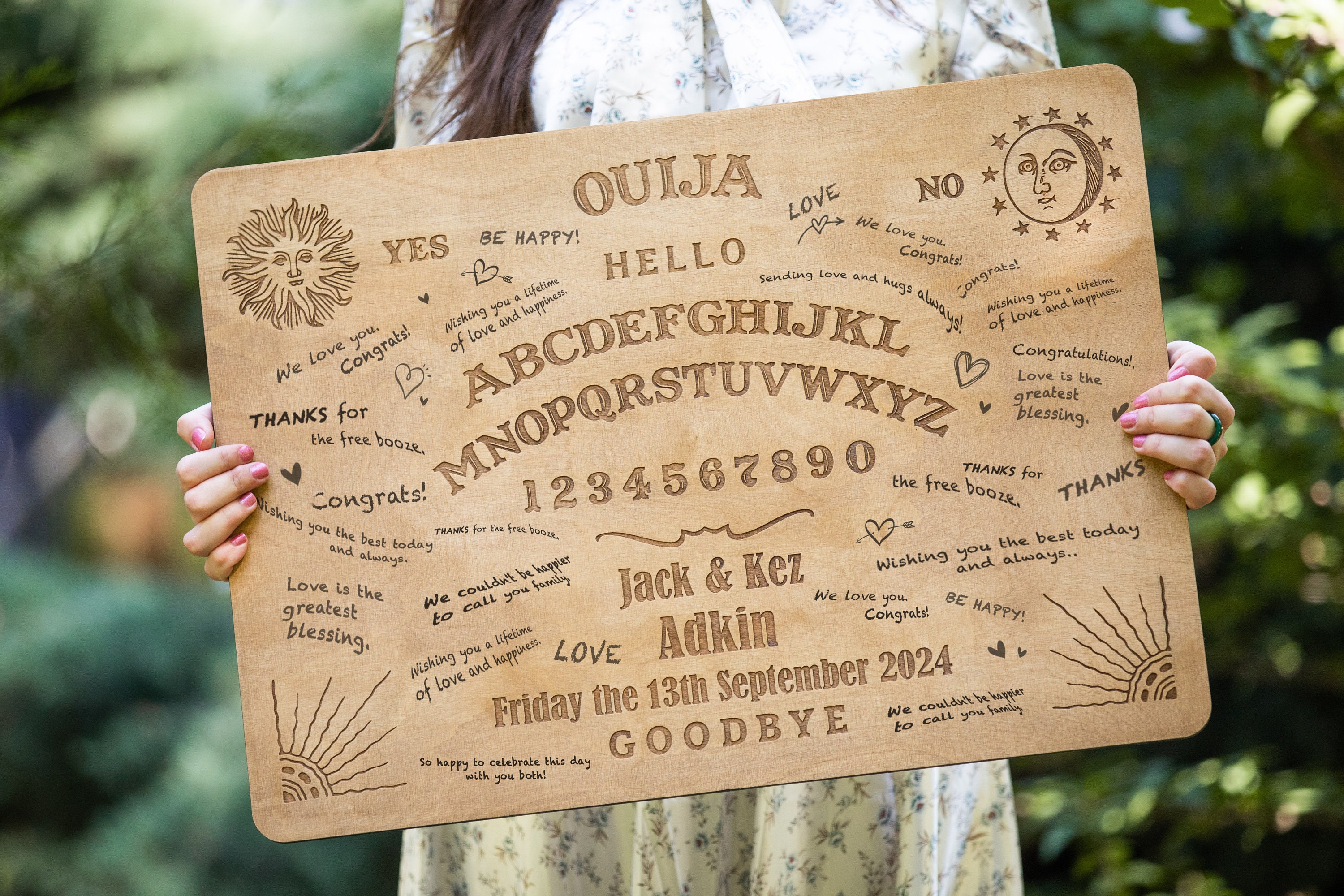 Custom Wedding Guest Book Gothic, Wooden Guestbook Alternative, Wedding Guest Book Sign Halloween Decor, Ouija Board Wedding Decor