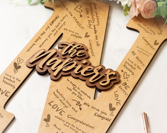 Wedding Guest Book Alternative, Custom Wedding Guestbook Decor, Engraved Wood Letter, Wedding Guest Book Sign, Wedding Reception Decor