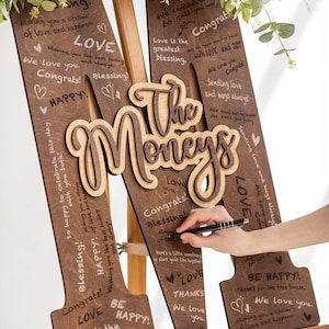 Libro de invitados de boda, letrero personalizado con apellido familiar, libro de invitados alternativo, libro de invitados con letras, decoración para fiesta de compromiso, letrero para libro de invitados