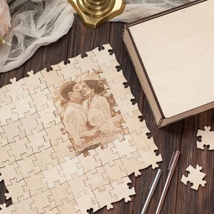 Puzzle personnalisé livre d'or, puzzle photo livre d'or, puzzle de mariage en bois, puzzle personnalisé livre d'or, puzzle mariage alternatif image 7