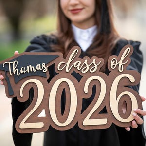2026 Graduation Sign, Personalized Wood Name Sign for Senior Year Photos, Class of 2026 Graduation Decor, Custom Graduation Sign Photo Prop
