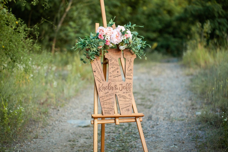 Wedding Name Sign, Beautiful Letter Sign, Wedding Guest Book Alternative, Wooden Name Sign, Guestbook Sign, Wedding Gift image 4