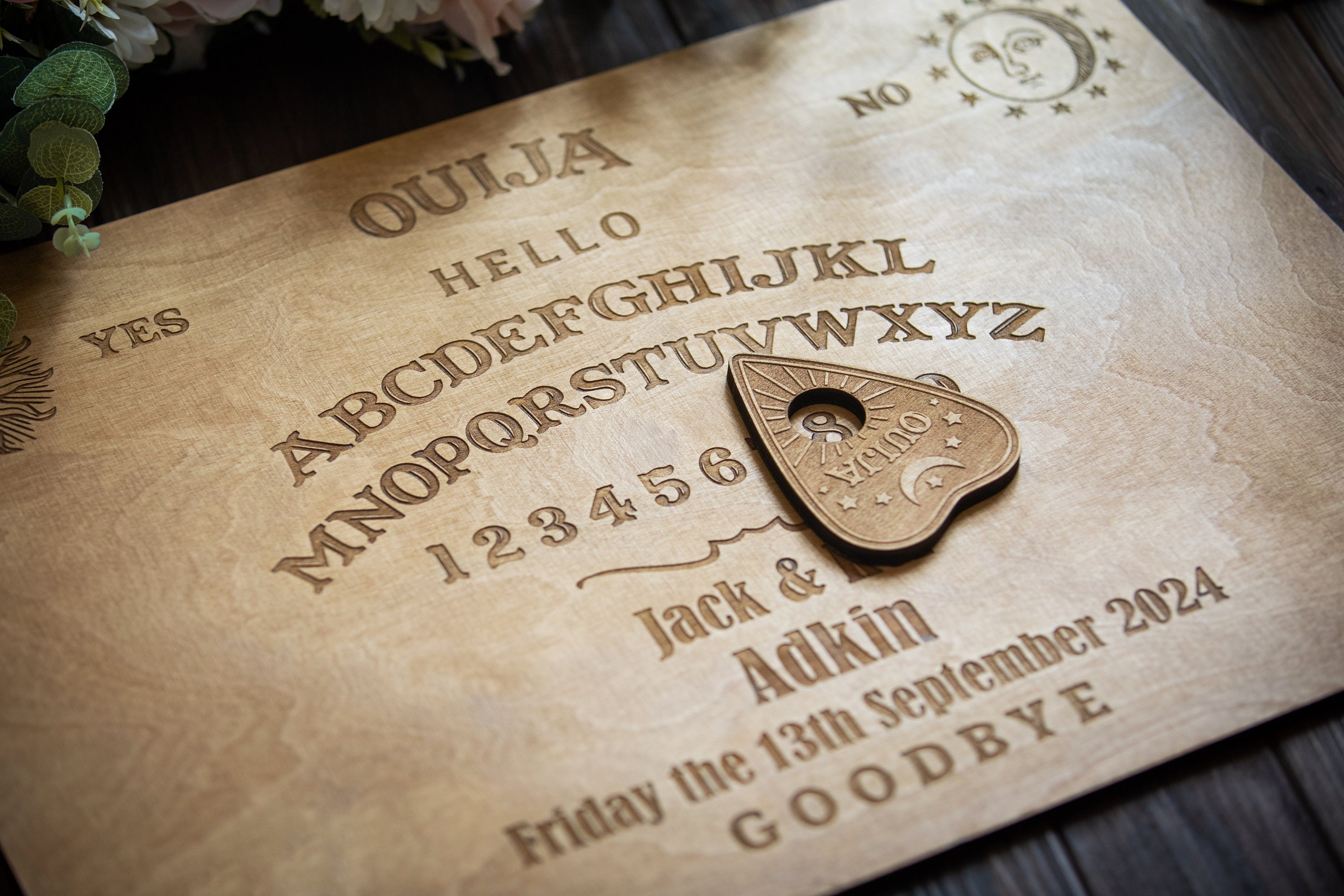 Custom Wedding Guest Book Gothic, Wooden Guestbook Alternative, Wedding Guest Book Sign Halloween Decor, Ouija Board Wedding Decor