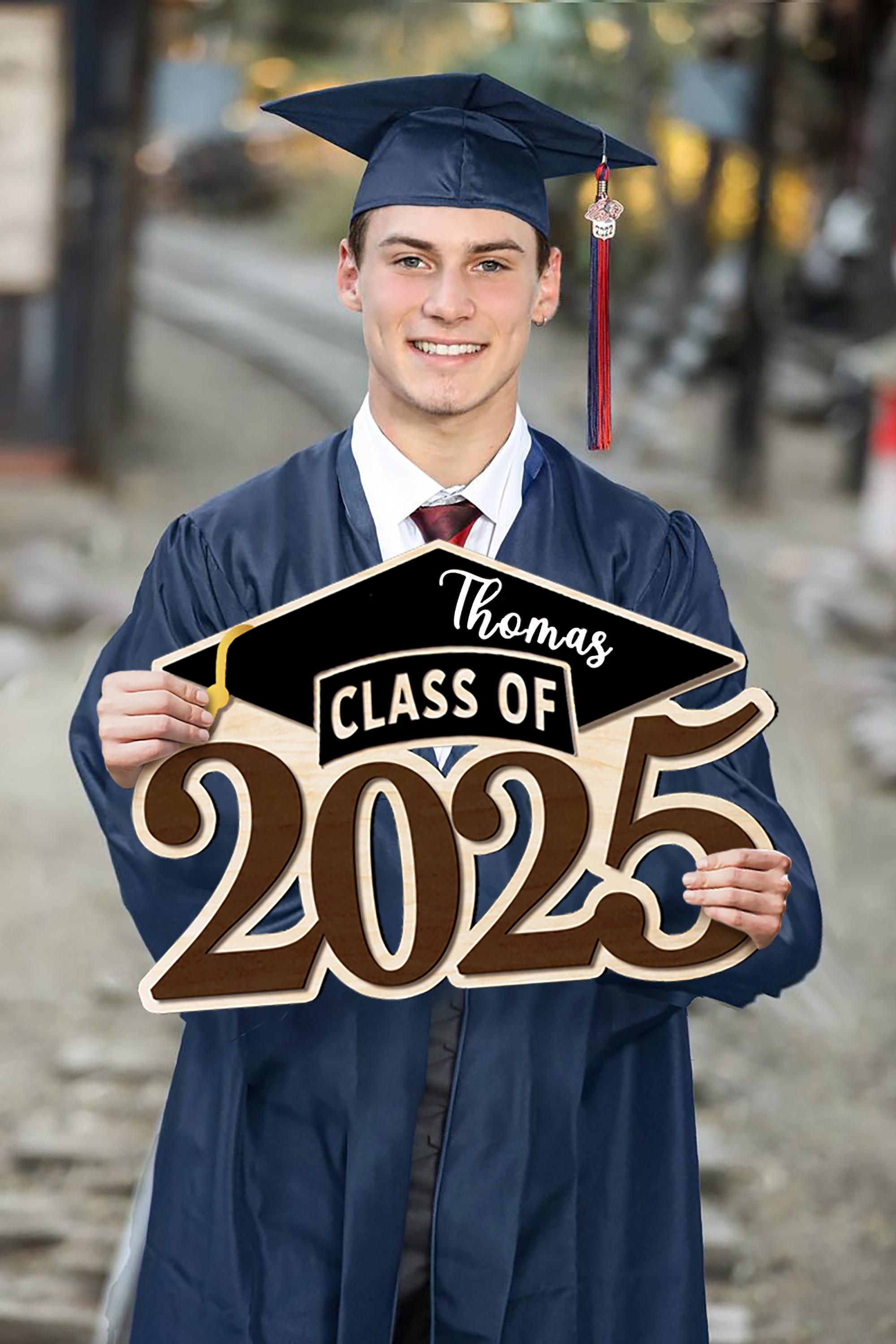 Personalized Class of 2025 Graduation Sign, Wood Grad Sign for Senior Year, Graduation Name Sign Photo Prop, Wooden Sign for Senior Photos