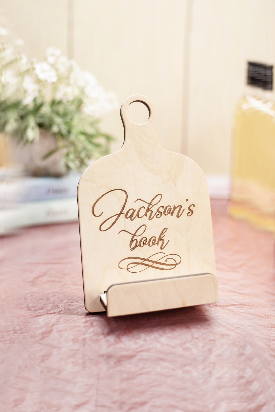 Personalized Cookbook Stand Recipe Book Holder Custom Tablet Etsy