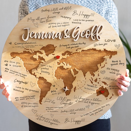 Alternative Wedding Wood World Map, Adventure Guest Book Destination Wedding, Wood 3D Guest Book Sign, Travel Guestbook Perfect for Wedding