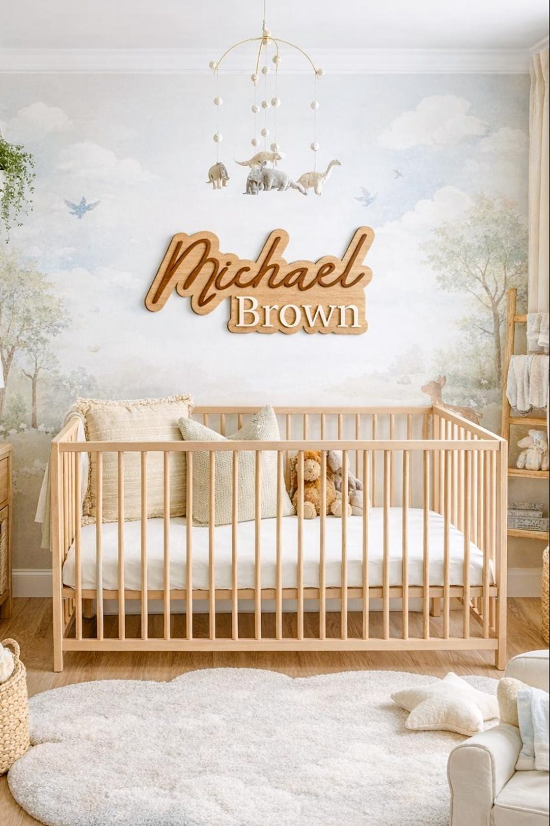 Custom Wooden Name Sign for Nursery, Personalized Baby Name Wall Decor ...