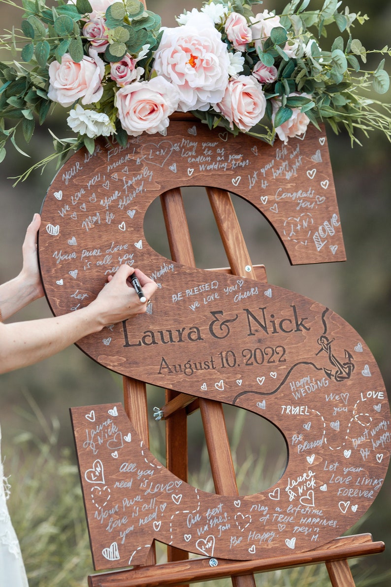 Wooden Name Sign Custom Letter a Guest Book Wedding Guest Book Alternative Guest Book Alternative Wedding Letter Guest Book Alternative image 1