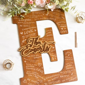 Alternative Guest Book Wedding Family Name Sign, Wedding Guestbook Wood, Custom Guest Book Wooden Letter, Guest Book Sign Wedding Decor image 2