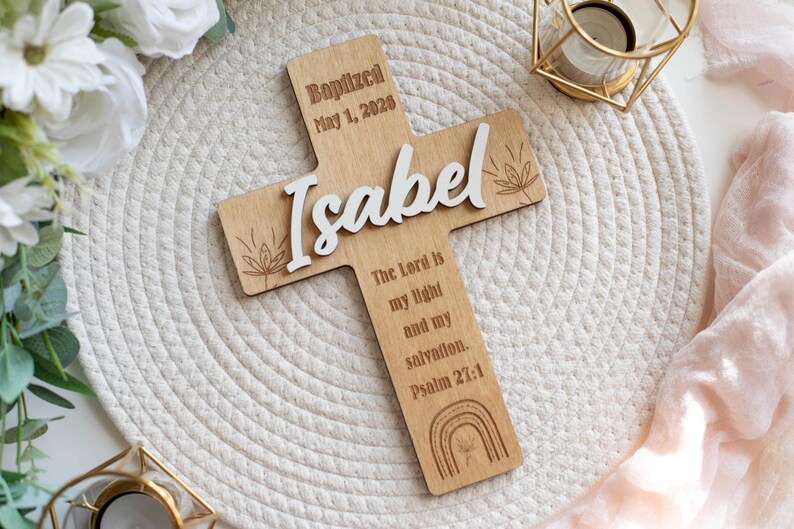 First Communion Cross, Personalized Christening Gift, Wooden Nursery ...