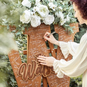 Libro de visitas alternativo Libro de visitas Alternativa Letrero con el nombre de la familia para bodas Decoración minimalista para bodas de estilo bohemio