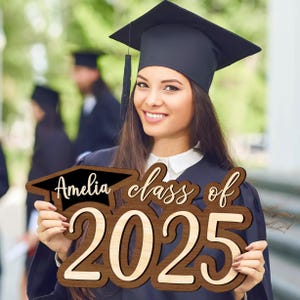 Graduation Sign 2025 Senior Photo Prop, Wooden Graduation Sign, High School Graduation Party Decor, Class of 2025 Grad Party Sign
