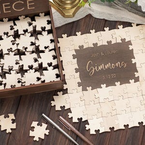Personalisiertes Hochzeitspuzzle, Alternatives Hochzeitsgästebuch, Holzpuzzle zur Hochzeitsdekoration, Puzzle Gästebuch