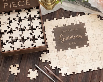 Personalized Wedding Puzzle, Alternative Wedding Guest Book, Wooden Puzzle for Wedding Decoration, Puzzle Guest Book Custom Jigsaw Puzzle