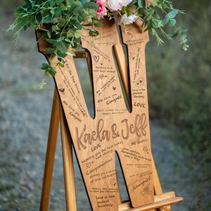 Wedding Name Sign, Beautiful Letter Sign, Wedding Guest Book Alternative, Wooden Name Sign, Guestbook Sign, Wedding Gift image 1