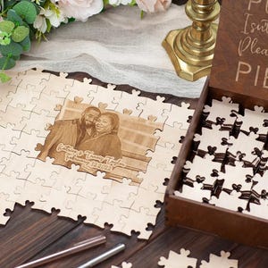 Hochzeitspuzzle, Puzzle Gästebuch Alternative Hochzeit, Fotopuzzle Gästebuch mit Namen und Datumsgravur Namenspuzzle Geschenk