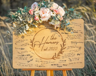 Wedding Guest Book Alternative, Personalized Wooden Sign, Wedding Guest Board for Signatures, Wooden Wedding Sign Alternative Guest Book