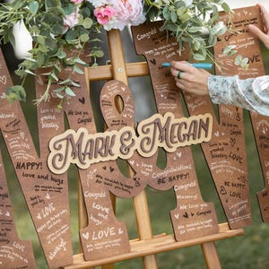 Libro de visitas de boda personalizado, alternativa, letrero de madera con letras grabadas, regalo de boda para pareja