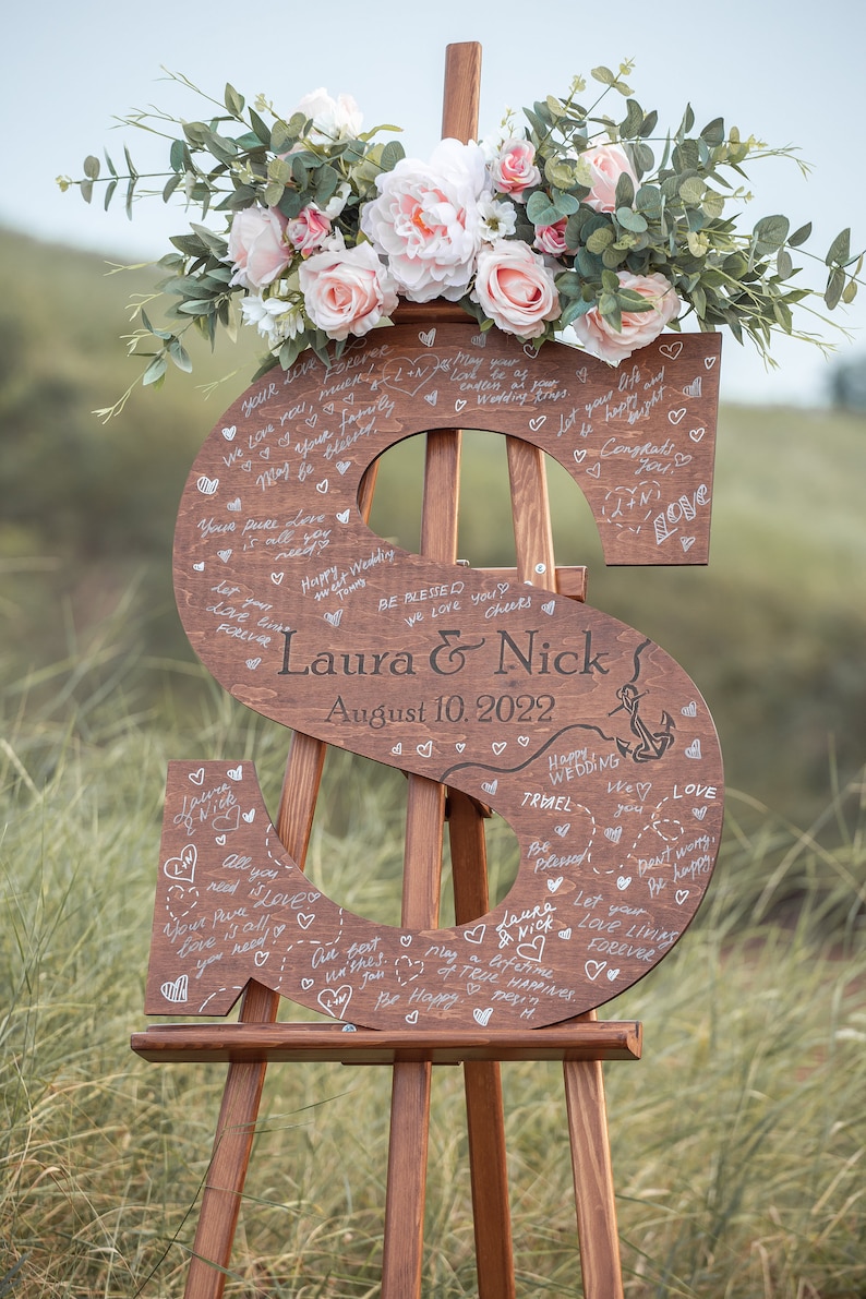 Wooden Name Sign Custom Letter a Guest Book Wedding Guest Book Alternative Guest Book Alternative Wedding Letter Guest Book Alternative image 2