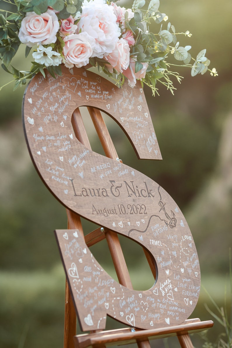 Wooden Name Sign Custom Letter a Guest Book Wedding Guest Book Alternative Guest Book Alternative Wedding Letter Guest Book Alternative image 4